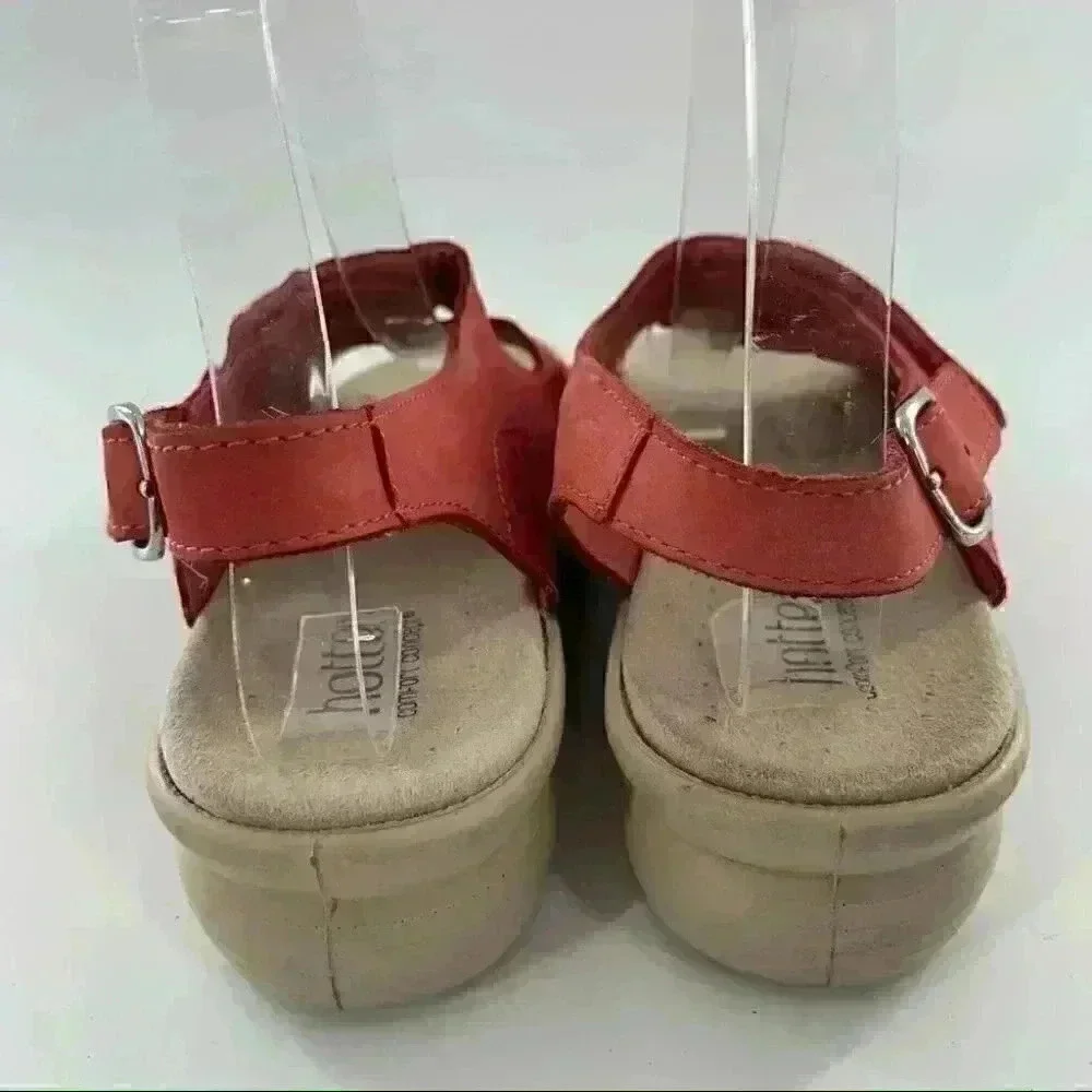 Hotter womens sandals size 8 39 red nubuck sticky strap walking Grannycore